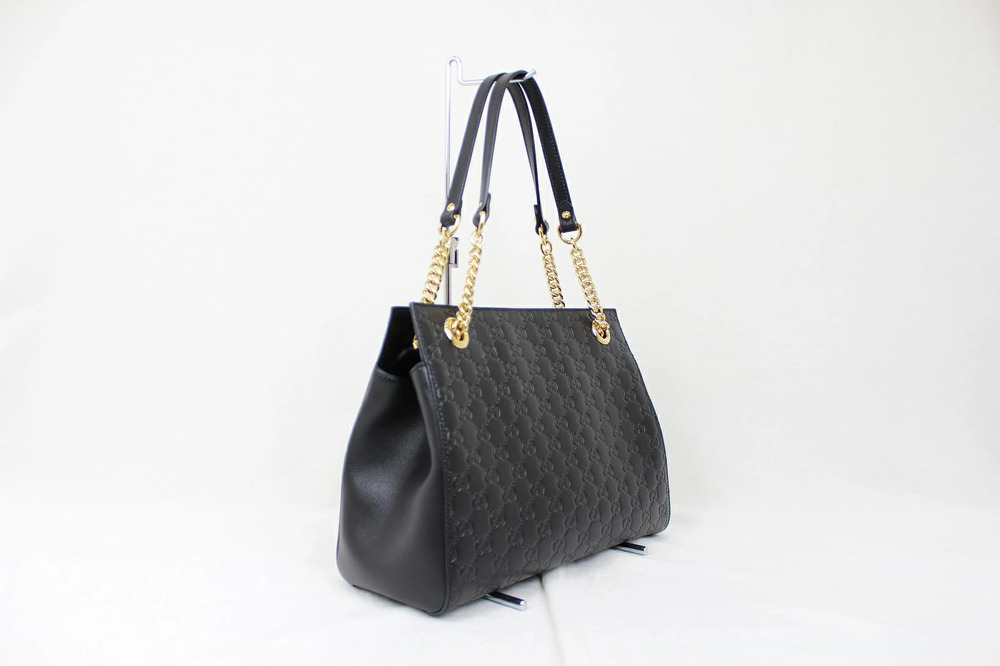 Gucci Tote Black Bag Chain GG
